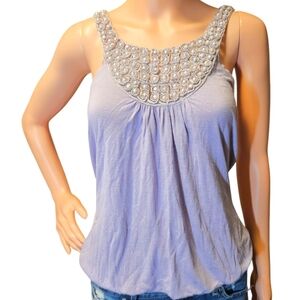 Wms VTG Y2K Lavendar Beaded Romantic Cami Charlotte Russe Sz M COQUETTE FAIRY